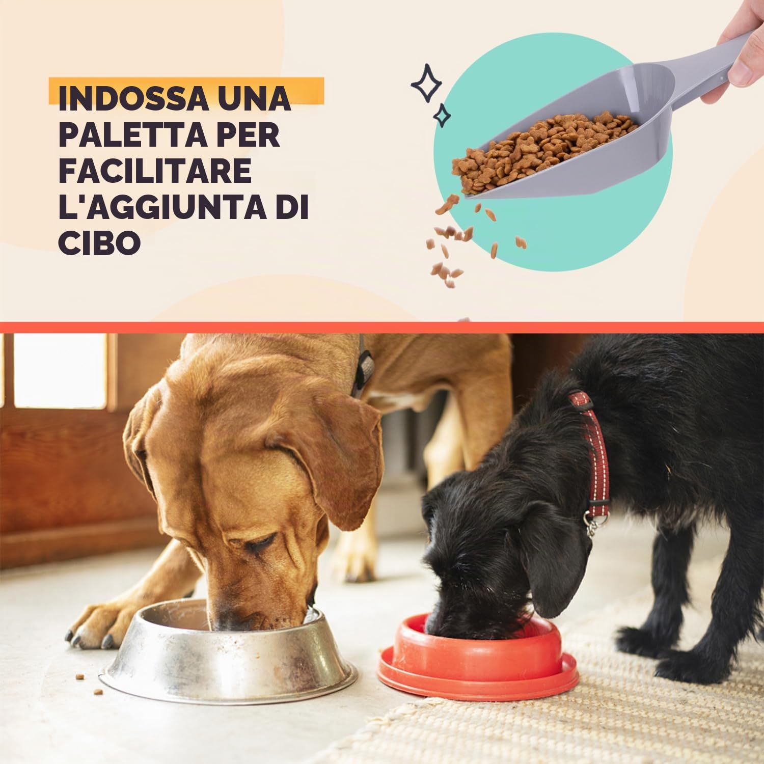 Nobleza - Contenitore per Animali da 20L+40L， Animali Domestici Scatola di Alimenti con Ruote Contenitore， Coperchio Ribaltabile， Ermetico， Trasparente， Ruote e Pala， per Cibo per Cani e Gatti， Grigio