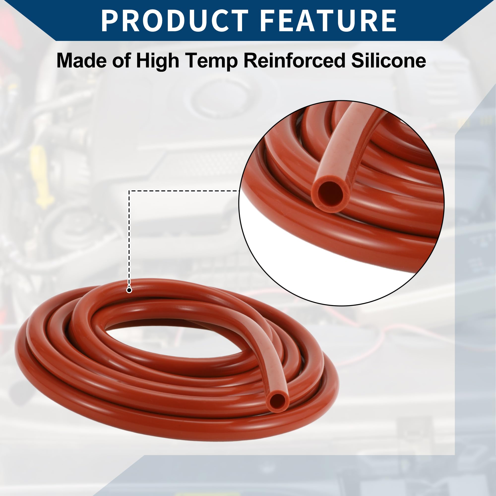 Tubo in Silicone per Aspirazione Tubo per Linea di Aspirazione Automobilistica ad Alta Temperatura 10Ft 3/8" 10mm ID 2.5mm Spessore 1 Pz Rosso