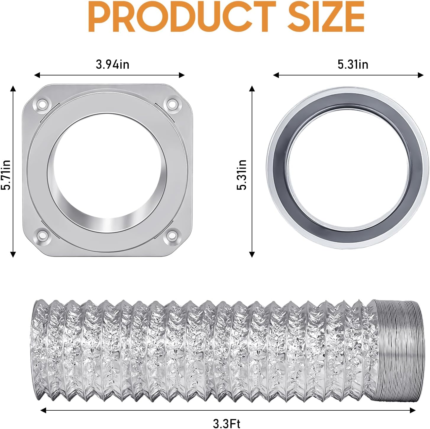 Magnetic Dryer Vent Coupling DV180 Airtight Seal Dryer Vent Connector Kit Magnetic Design Easy to Install Quick Connector Including a 3.3ft 4" Duct and two Clamps