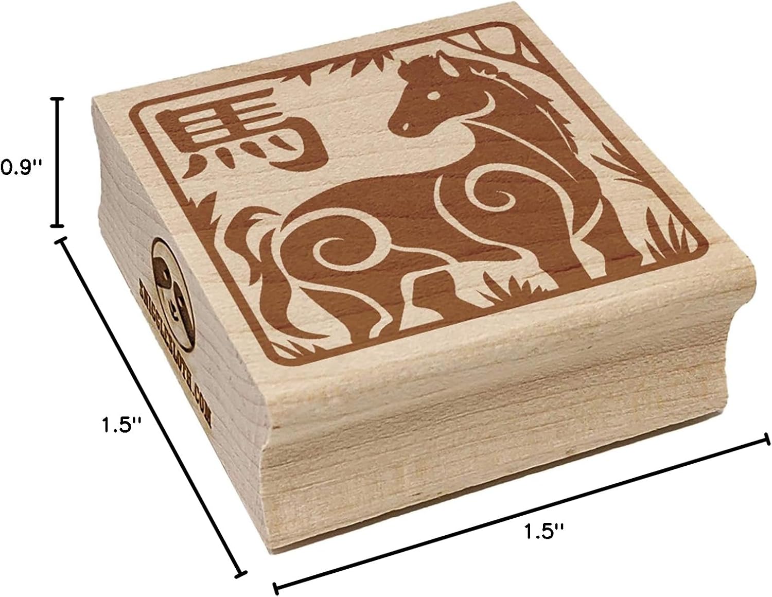 Chinese Zodiac Horse Square Rubber Stamp for Stamping Crafting - 1.25in Small