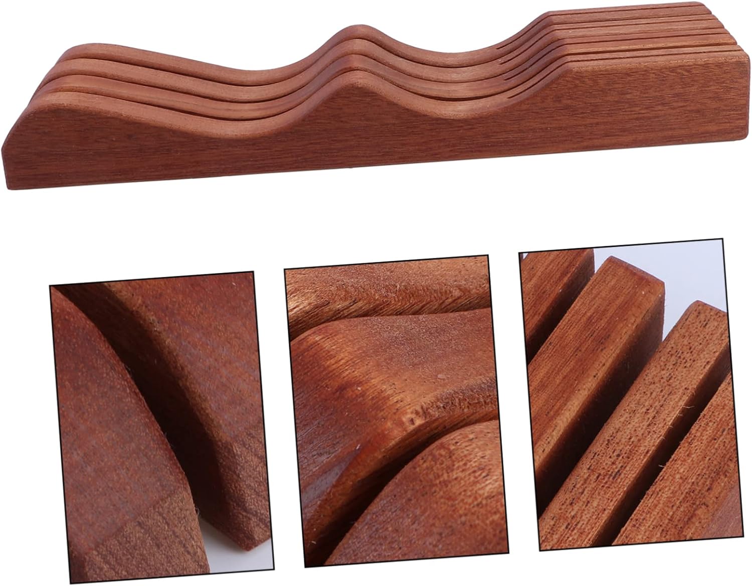 Cabilock Wooden Knife Holder Rack Vintage Ulin Wood Kitchen Cutter Storage Shelf Non-Slip Base for Home Kitchen Organization