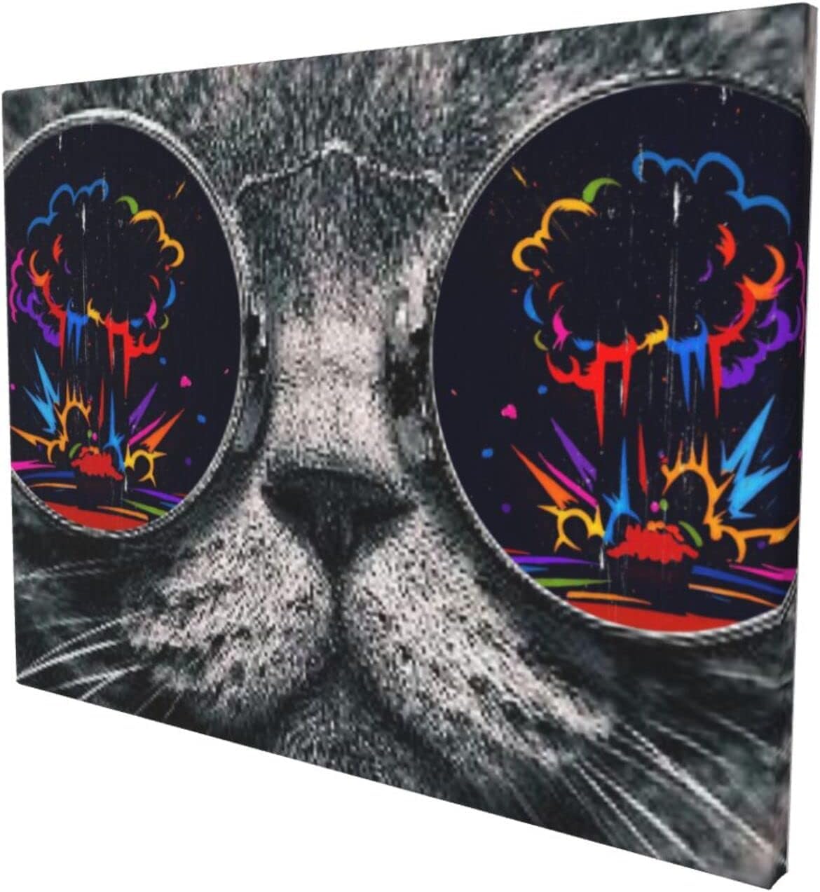 Amazon.co.jp: ポスター アートパネル 絵画 インテリア 灰猫 爆発 眼鏡