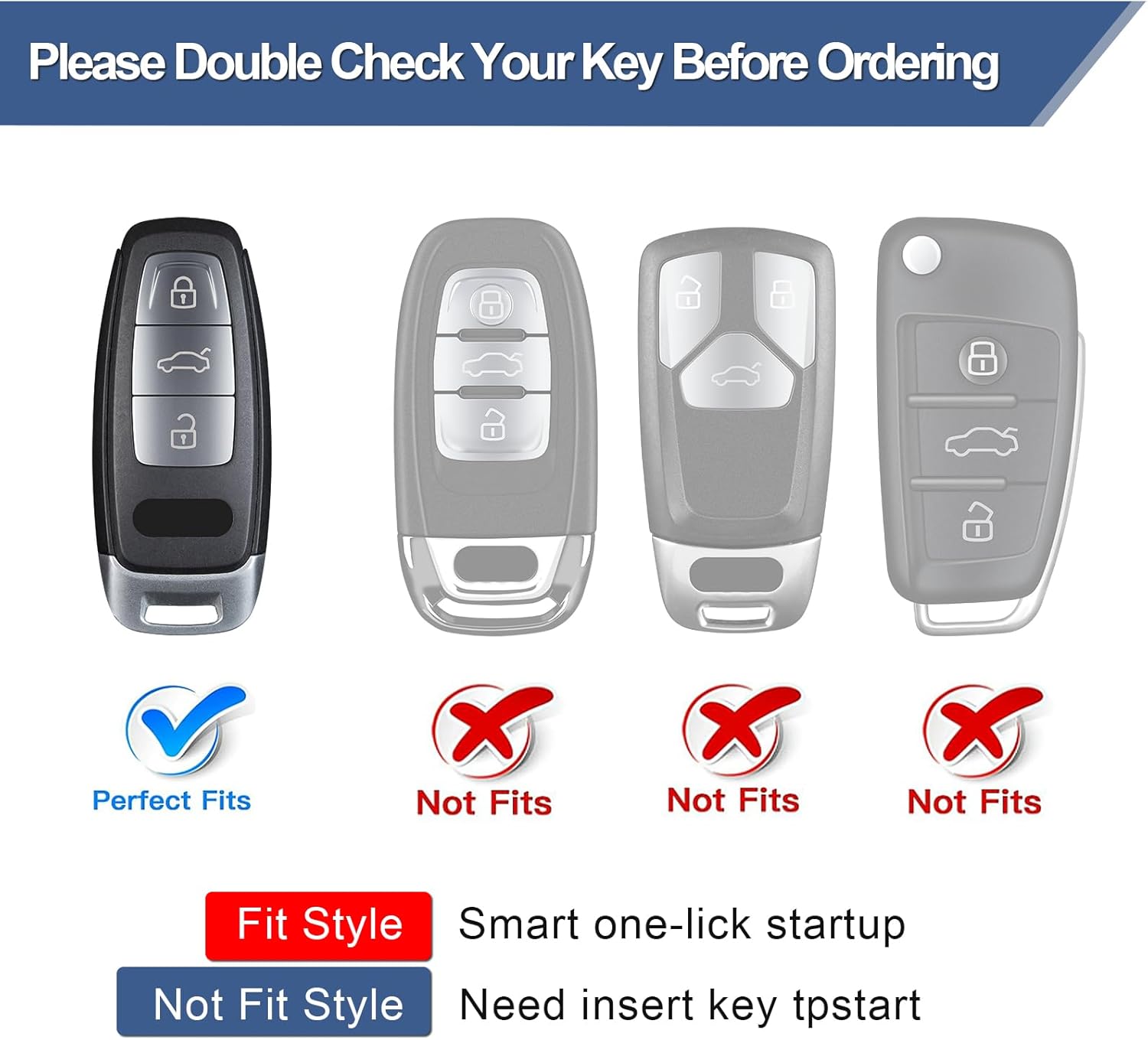 T-carbon Key Fob Cover Fits for Audi A3 A6 A7 A8 A8L E-Tron Q7 Q8 RS6 RS7 S3 S6 S7 SQ7 SQ8 2018-2024 Keyless Smart Key Fob Accessories