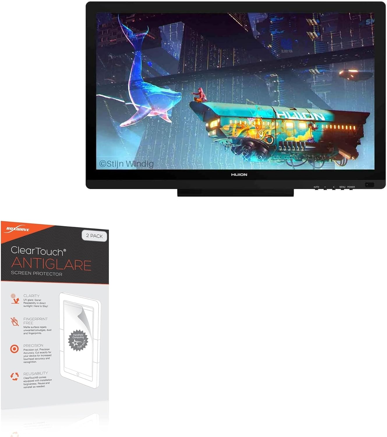 BoxWave Screen Protector Compatible with Huion Kamvas 20 - ClearTouch Anti-Glare (2-Pack), Anti-Fingerprint Matte Film Skin