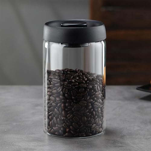 Durku Vacuum Glass Jars with Airtight Lid,Borosilicate Glass Coffee Canister Container