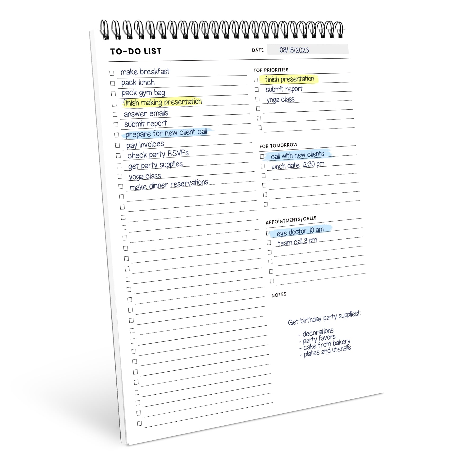 Of a Happy Kind To Do List Spiral Notepad 8.5x11 52 Sheets - Multiple Functional Sections - Daily Planner Notebook - Task Todo Checklist, Agenda Note Pad for Work — image 1
