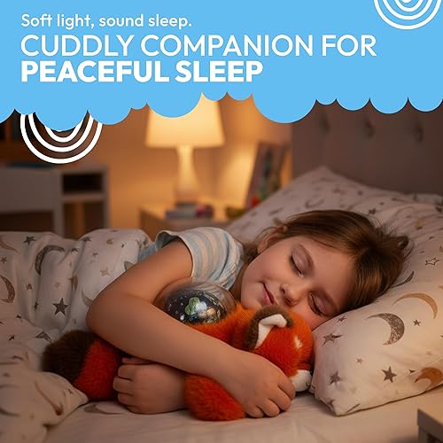 Vista 7 de Sound Sleepers Fox Luz nocturna de animales de peluche y proyector de luz nocturna de bebé con música relajante Proyector de luz nocturna de felpa
