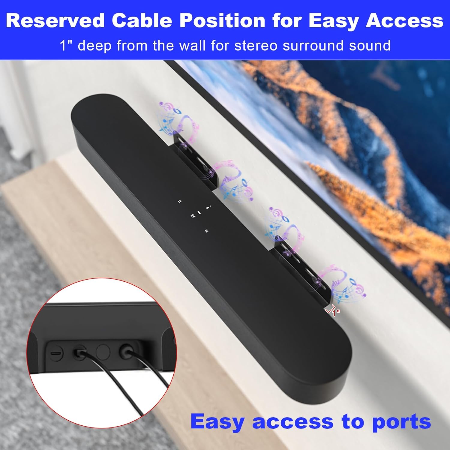 BYMECOST Soundbar Mount for Sonos Beam, Heavy Duty Wall Mount Bracket Compatible with Gen 1 & Gen 2, Sonos Beam Sound Bar Mounting Bracket Under TV or Above TV for Space Saving, Black - Image 7