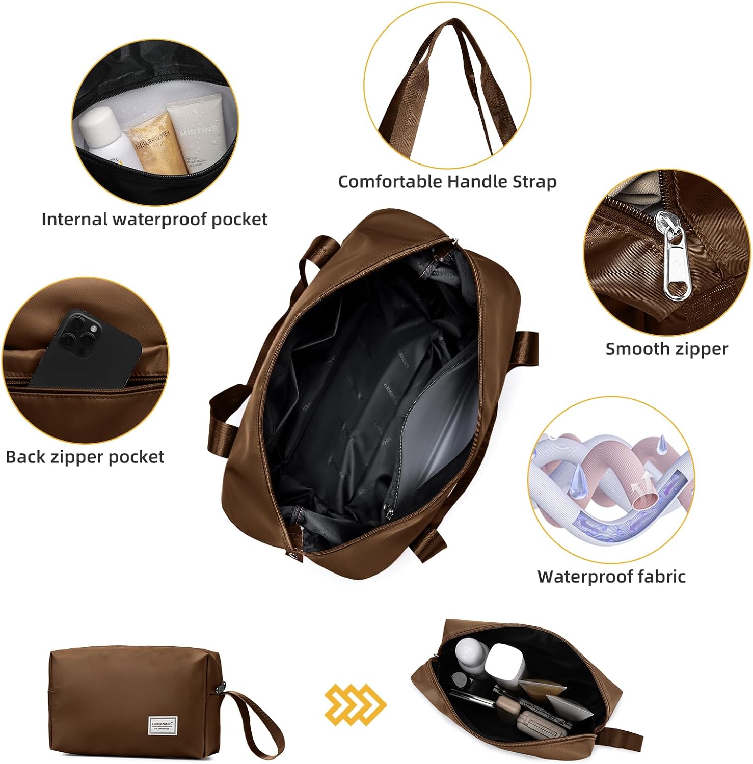 LARVENDER Luggage Sets 3 Piece, Hardside PP Carry On Suitcase with 360° Spinner Wheels TSA Lock Luggage Sets for Women, Maple - Image 4