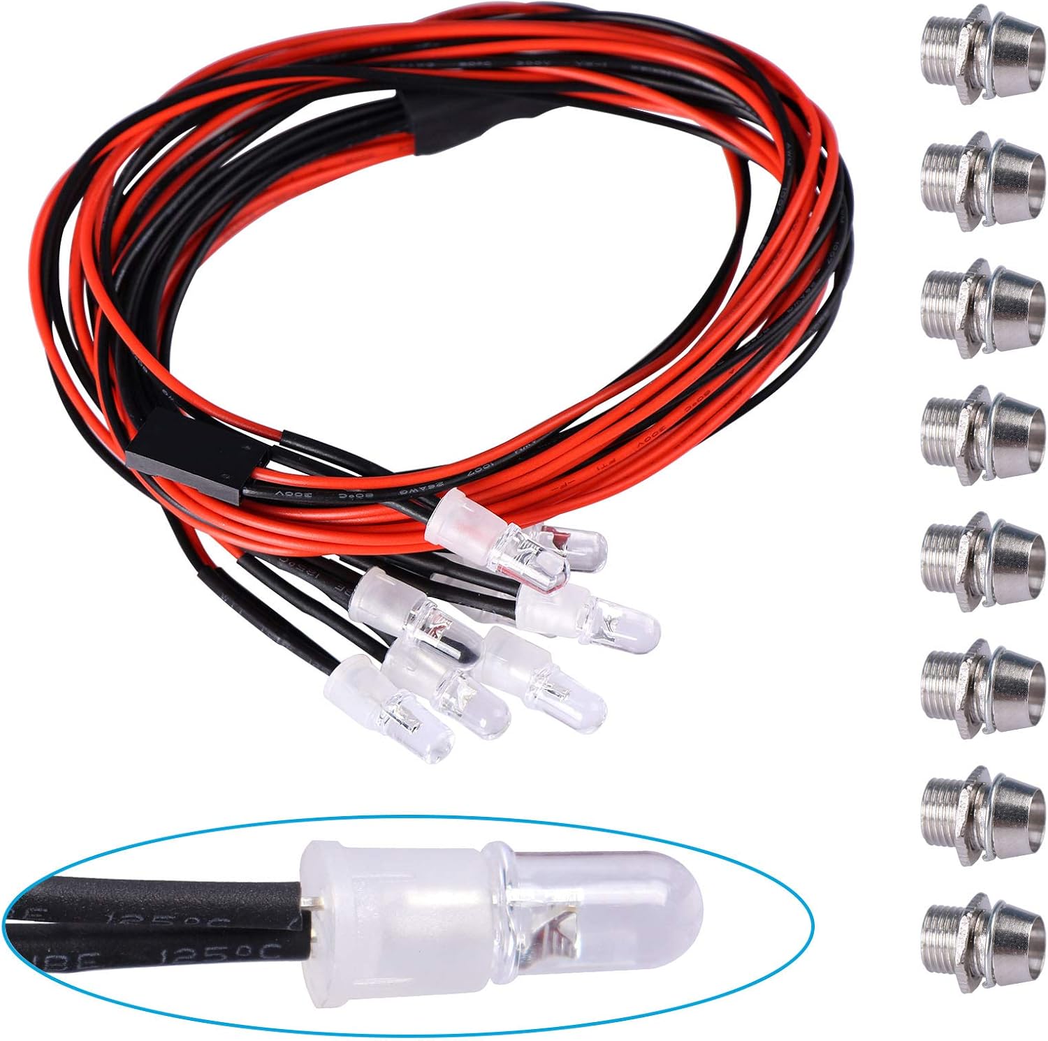RC Scale Crawler Led Light Kit, RC SC Car Headlights and Taillight Combo for 1/10 Slash RC Truck SCX10 GEN7 Crawler, 1-Set
