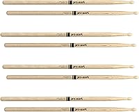 Vista 2 de Baquetas ProMark Classic Attack 5A de roble Shira Kashi, punta ovalada de madera, compre 3 pares y obtenga 1 gratis