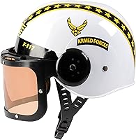 Vista 8 de Aeromax Jr. - Casco de piloto de las Fuerzas Armadas con visera tintada y móvil blanca, se adapta a edades de 3 a 12 años