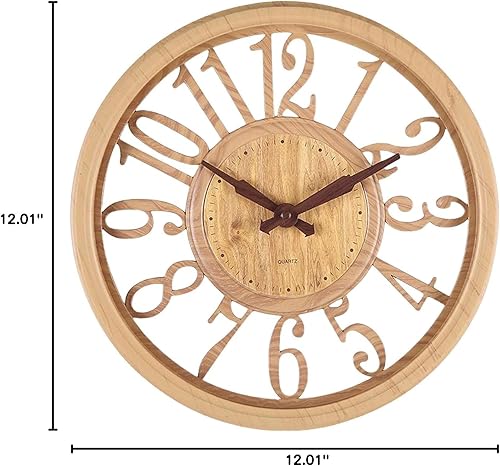 Miniatura 7 de MagiDeal Reloj de pared grande retro, redondo, silencioso, sin tictac, funciona con pilas, 12.0 in, números arábigos, relojes para sala de estar,