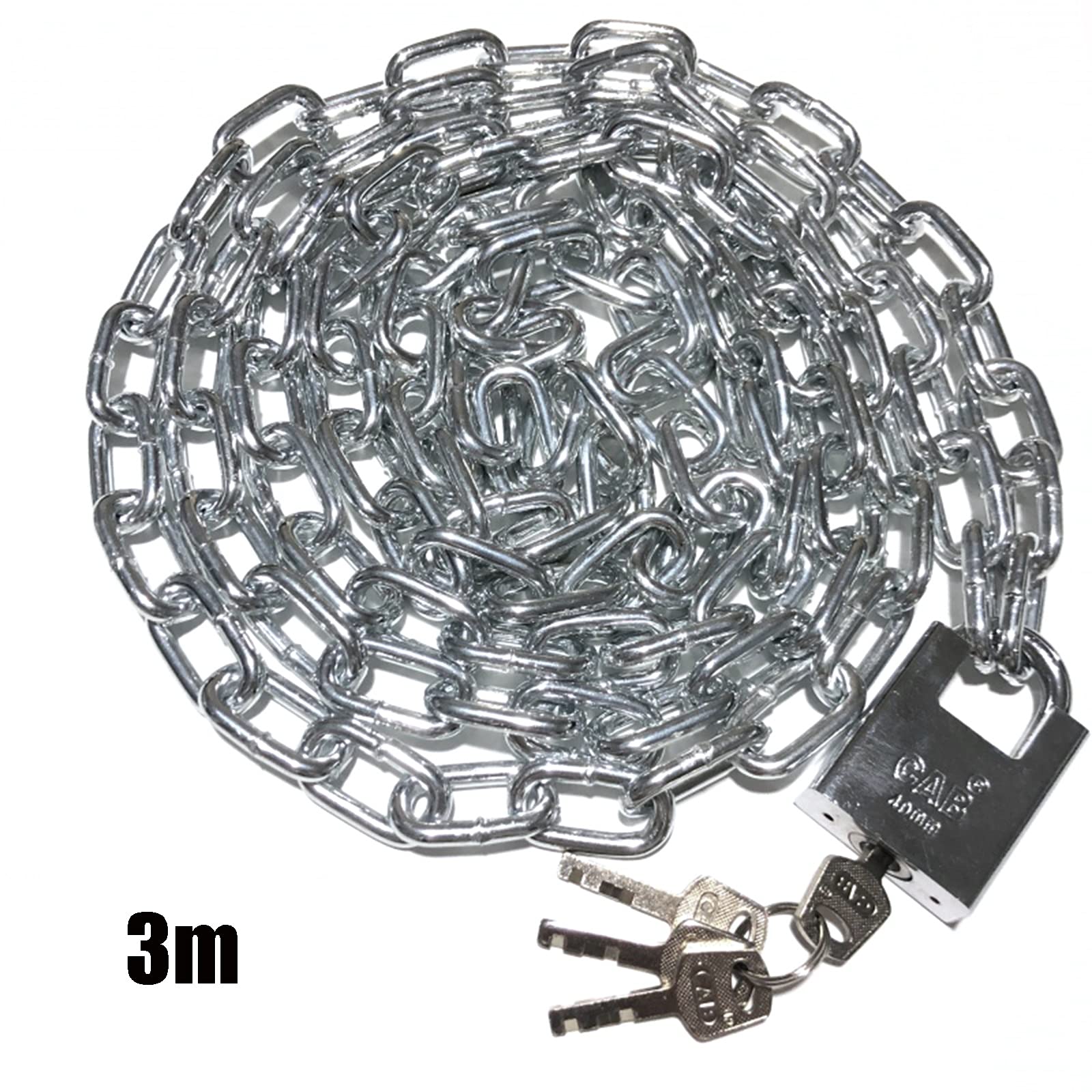 Lucchetto a catena for bicicletta in acciaio, lucchetto antifurto di sicurezza for magazzino esterno impermeabile e antiruggine, lunghezza 0,5 m-5 m(3m)