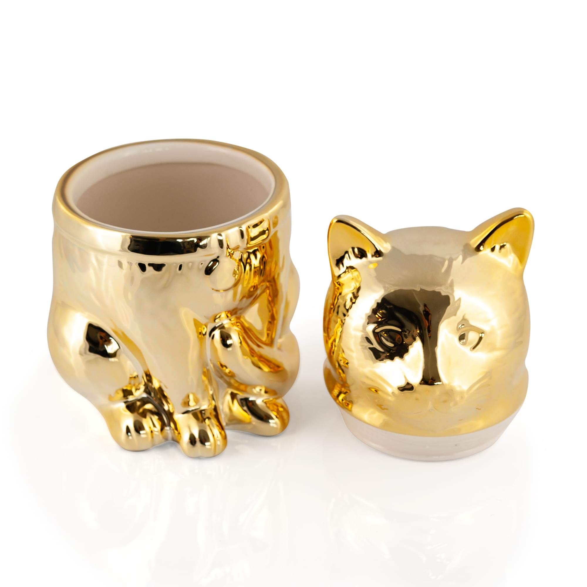 Marvel Goose The Cat Cookie Jar - Gold Ceramic -3 Marvel Goose The Cat Cookie Jar - Gold Ceramic -3