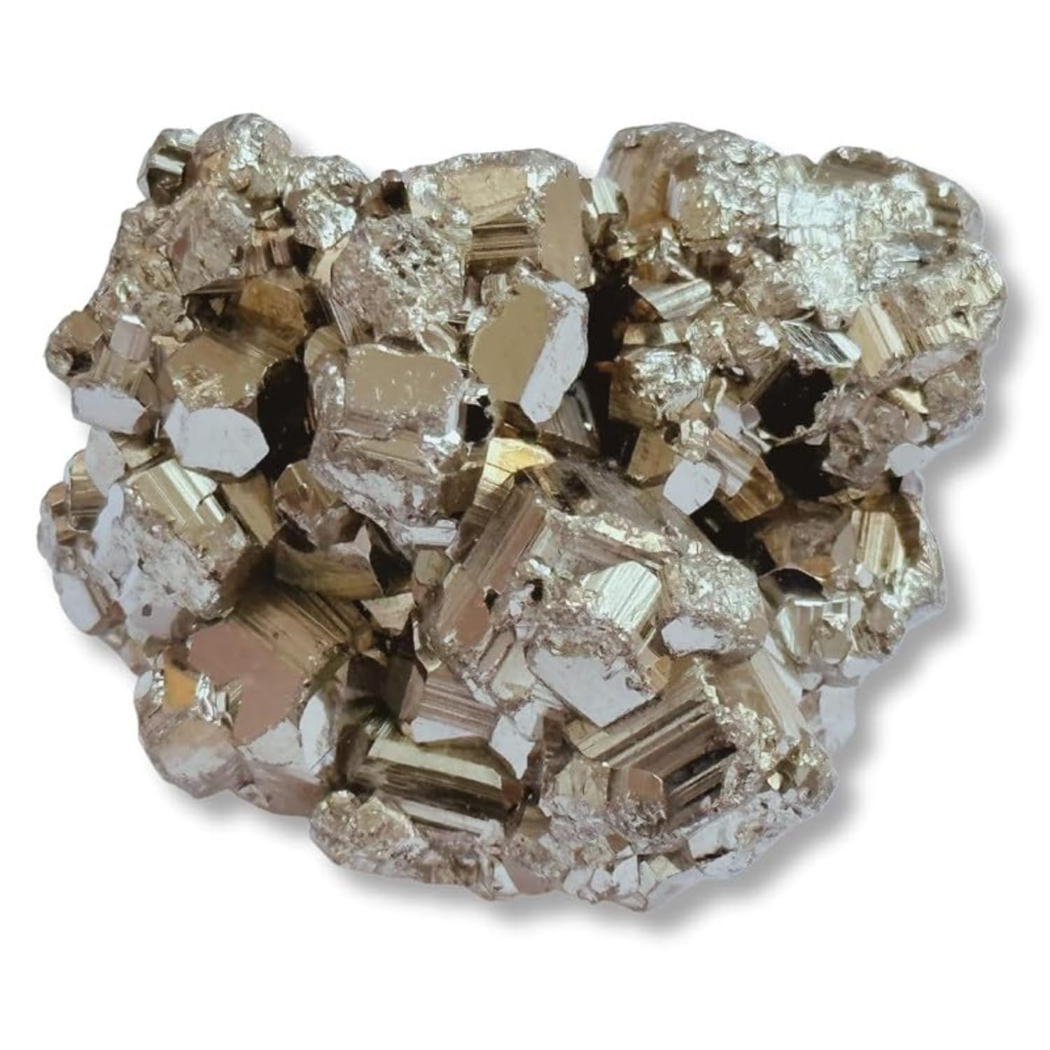Grace Crystal World Pyrite Stone Original Cluster Stone - Natural Energised Golden Pyrite Stone for Healing, Willpower,Money Manifestation, Vastu, and Business - Certified Original Pyrite (30-45 GRAM)