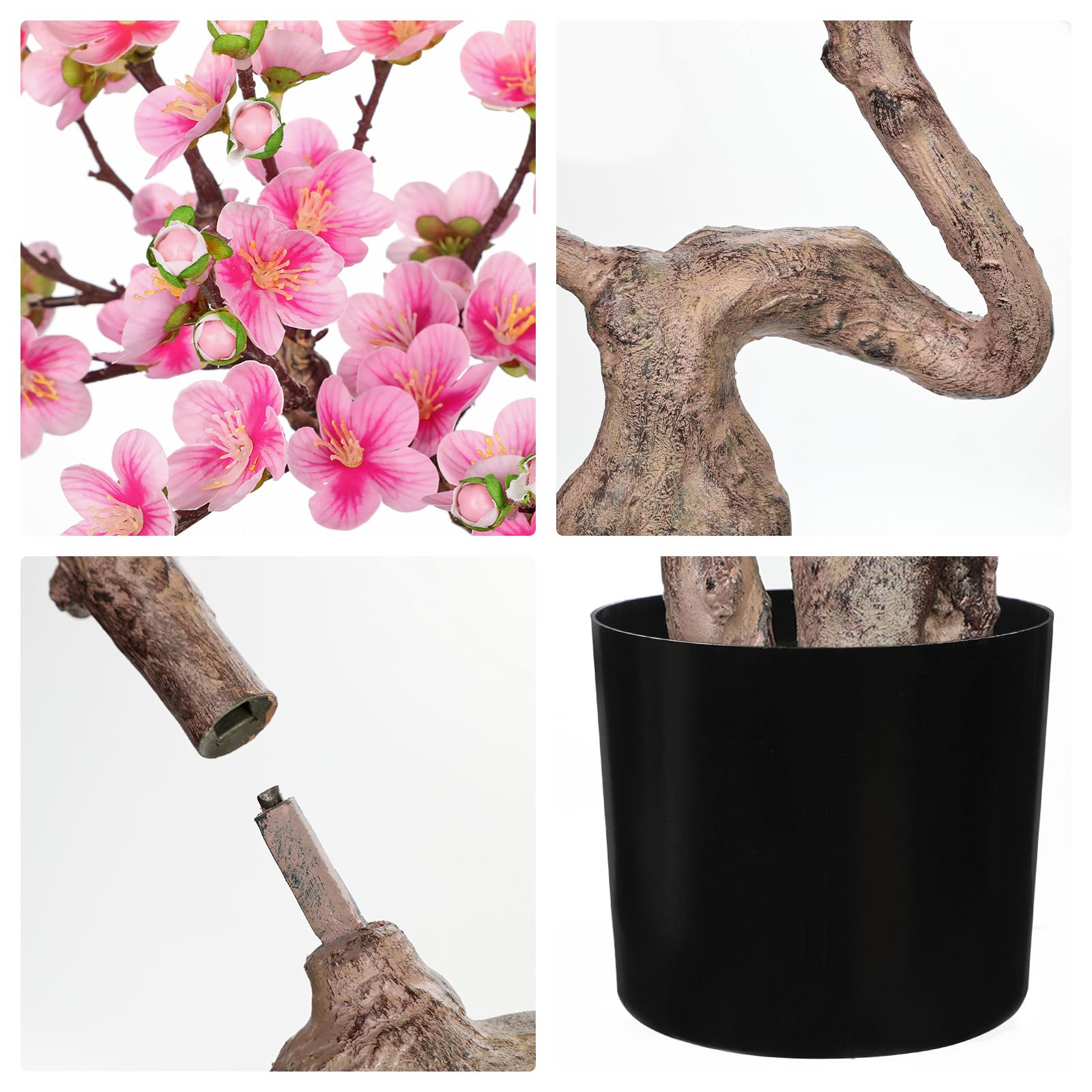 Kirschblüte Künstlich Künstliche Blumen Frühling Deko Kunstblumen Rosa | 75 CM Künstlicher Bonsai Blumen Kunstpflanzen Blüend Dekoblumen für Tisch Fensterbank Regal Deko im Wohnzimmer