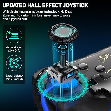 Switch Controller for Nintendo Switch 2/Switch 1/OLED/Lite, Replacement for Nintendo Switch Pro Controller Support PC & Android/iOS with Cool LED, Wireless Switch Controller with Turbo,Vibration