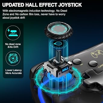 ELISWEEN Switch Controller for Nintendo Switch/OLED/Lite, Replacement for Nintendo Switch Pro Controller Support PC & Android/iOS with Cool RGB LED, Wireless Switch Controller with Turbo,Vibration