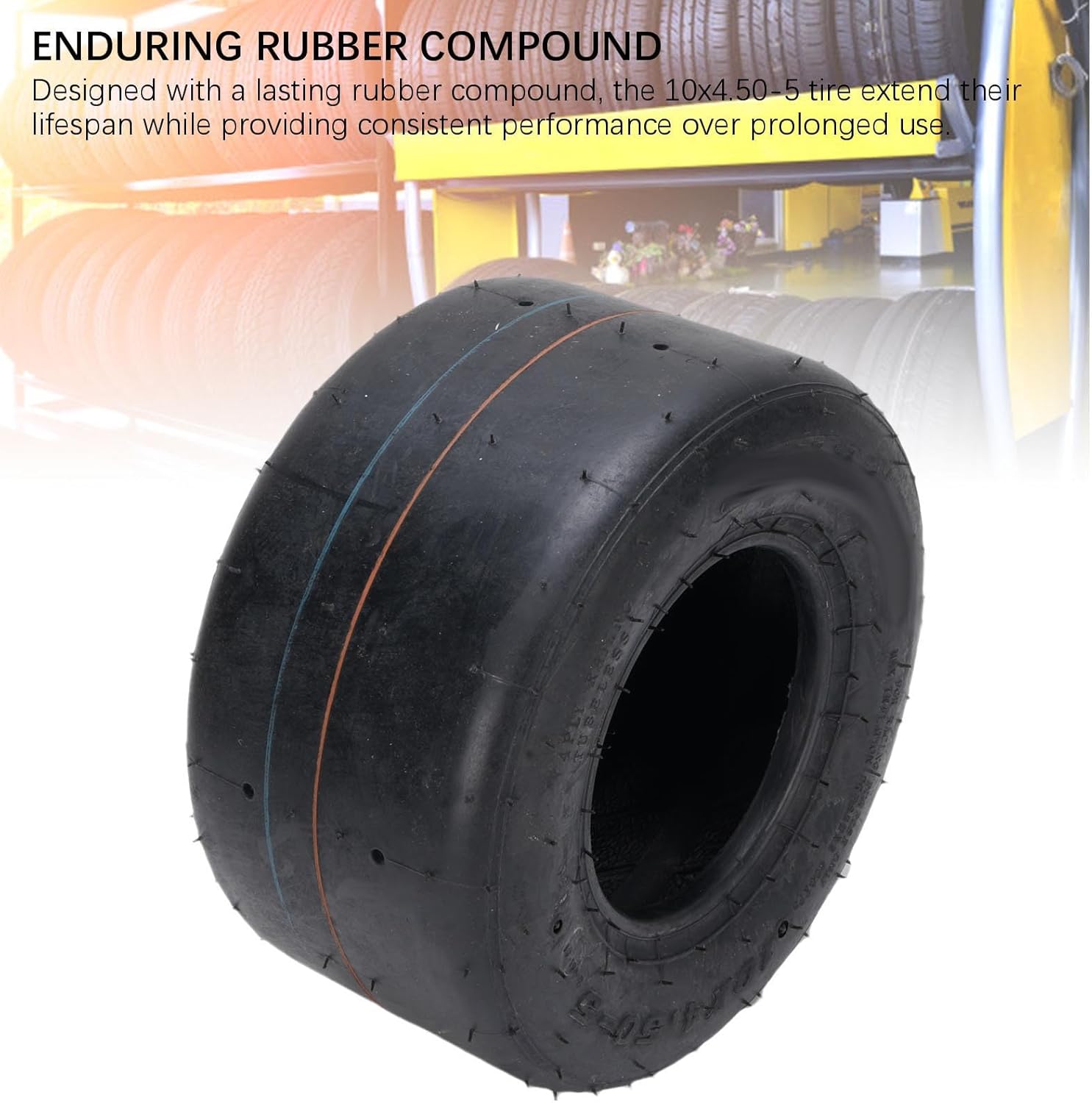 10x4.50-5 Tubeless Slick Tire for Drift Trikes and Go Karts, Explosion Proof and Anti Slip Rubber 4 Ply Puncture Proof Tubeless Racing Slick Tire for Drift Trike and Go Kart