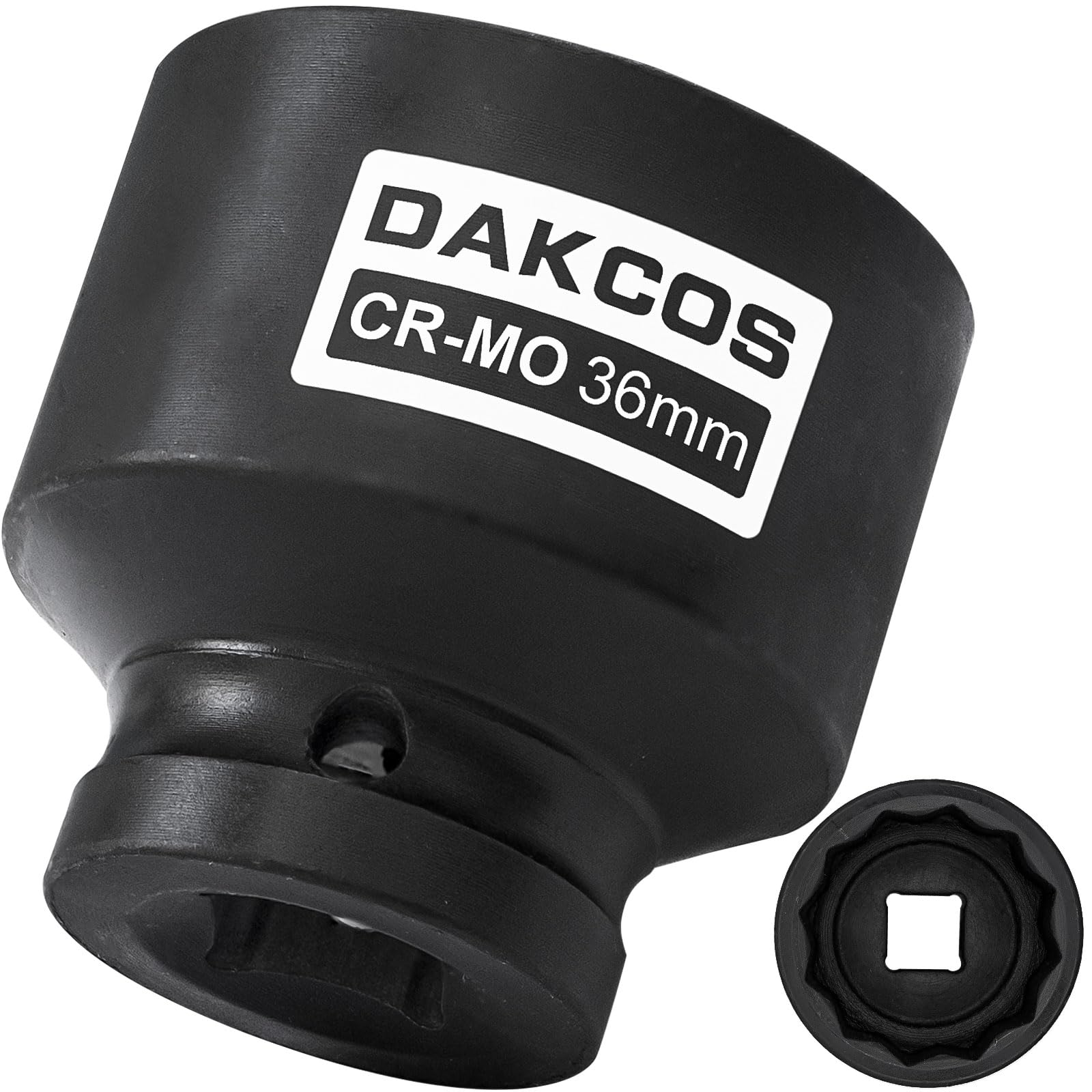DAKCOS 1/2" Drive 36mm Socket 12 Ponit Impact Wrench Socket Drive Shaft Tool Power Sockets, CR-MO