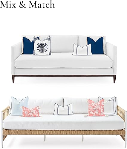 Miniatura 10 de Hofdeco Premium Coastal Hampton Style - Funda de almohada lumbar para interiores y exteriores, solo 12 x 20 pulgadas, resistente al agua para patio