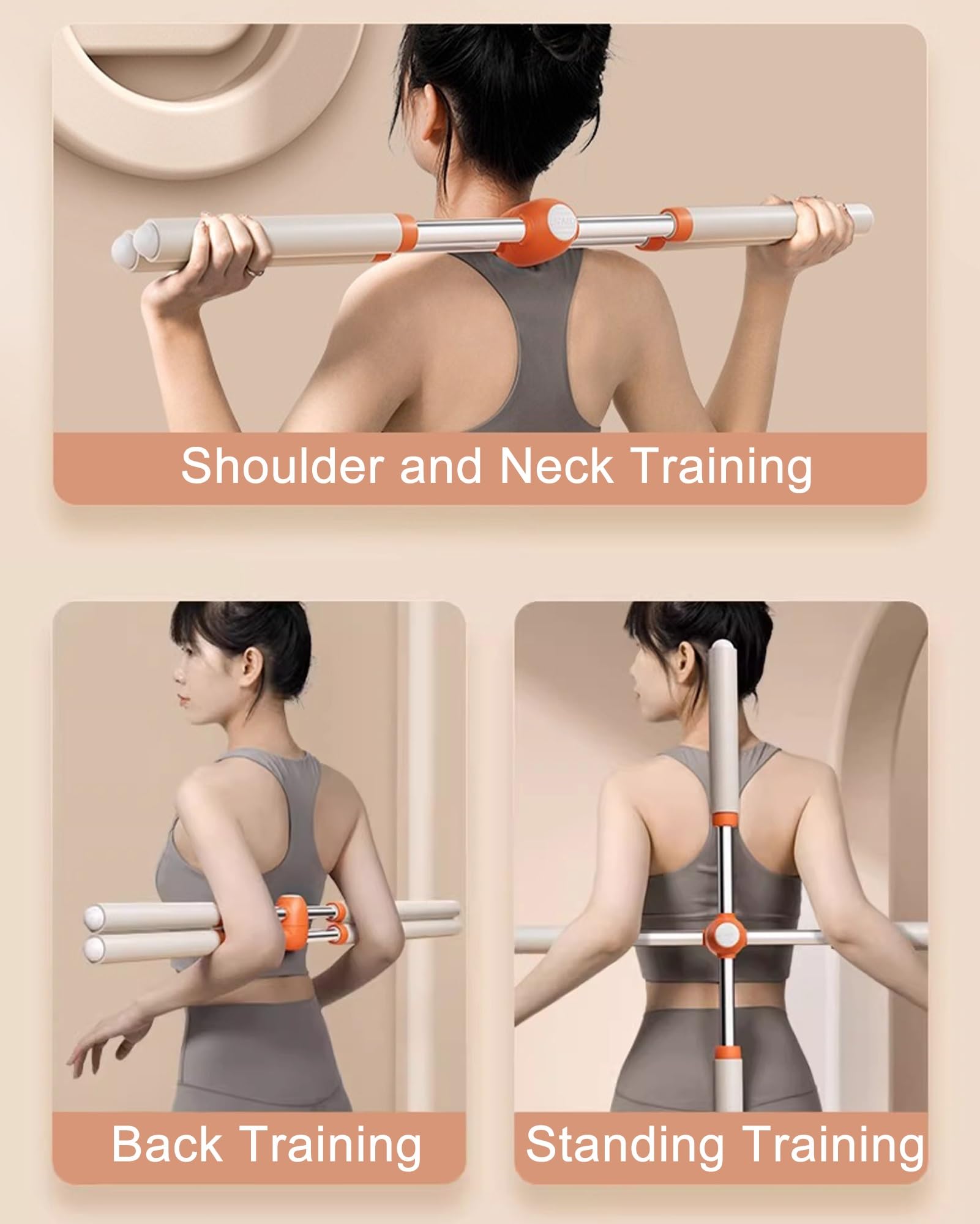 Upgraded Yoga Stange Kreuz Rücken Haltungskorrektur, Yoga Stick Gegen Buckel Haltungstrainer Stab Bodybuilding Sculpt Einstellbare Länge für Erwachsene & Kinder