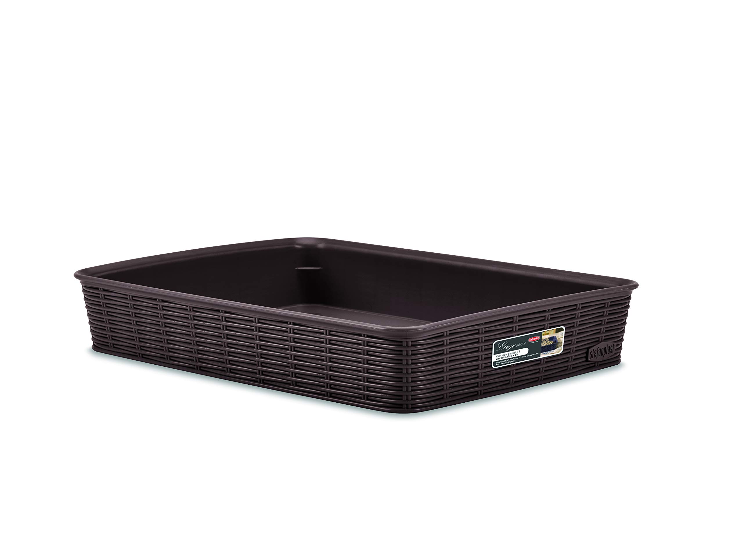 StefanplastHigh-Grade Plastic Elegance Basket Moka Brown, Large W ‎35.5 x 26 x 6 cm, Sp30952