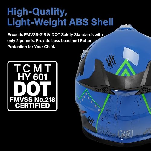 Miniatura 2 de TCMT DOT - Casco de motocross para niños y jóvenes, casco de motocross de cara completa, ATV de cuatro ruedas, casco BMX para niños y niñas, equipo