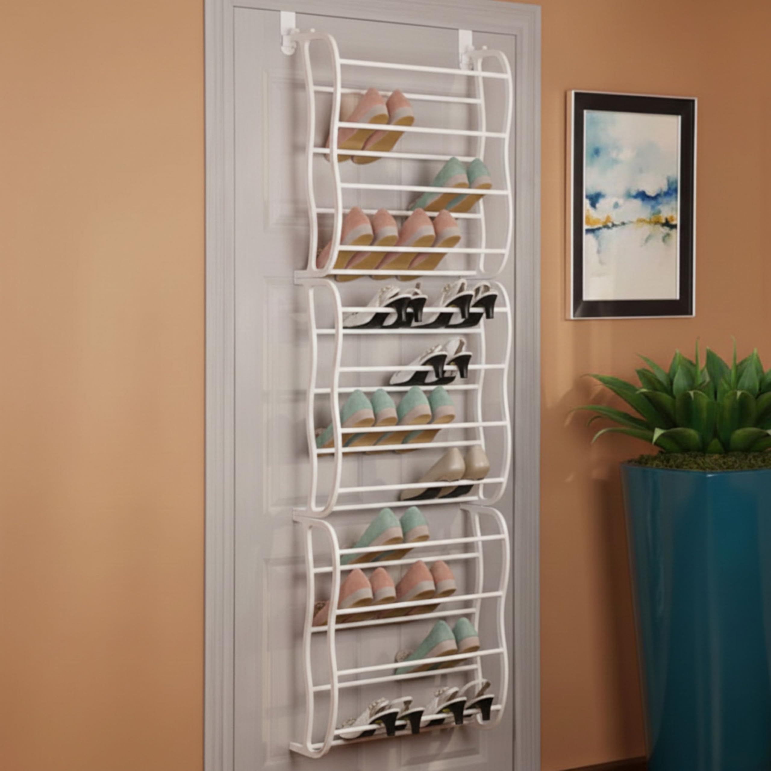 YASTA Scarpiera Salvaspazio Slim da Appendere alla Porta, Organizer Scarpe Modulare in Metallo (1, 2 o 3 Moduli), Porta Scarpe Verticale 12 Ripiani, Fino a 36 Paia