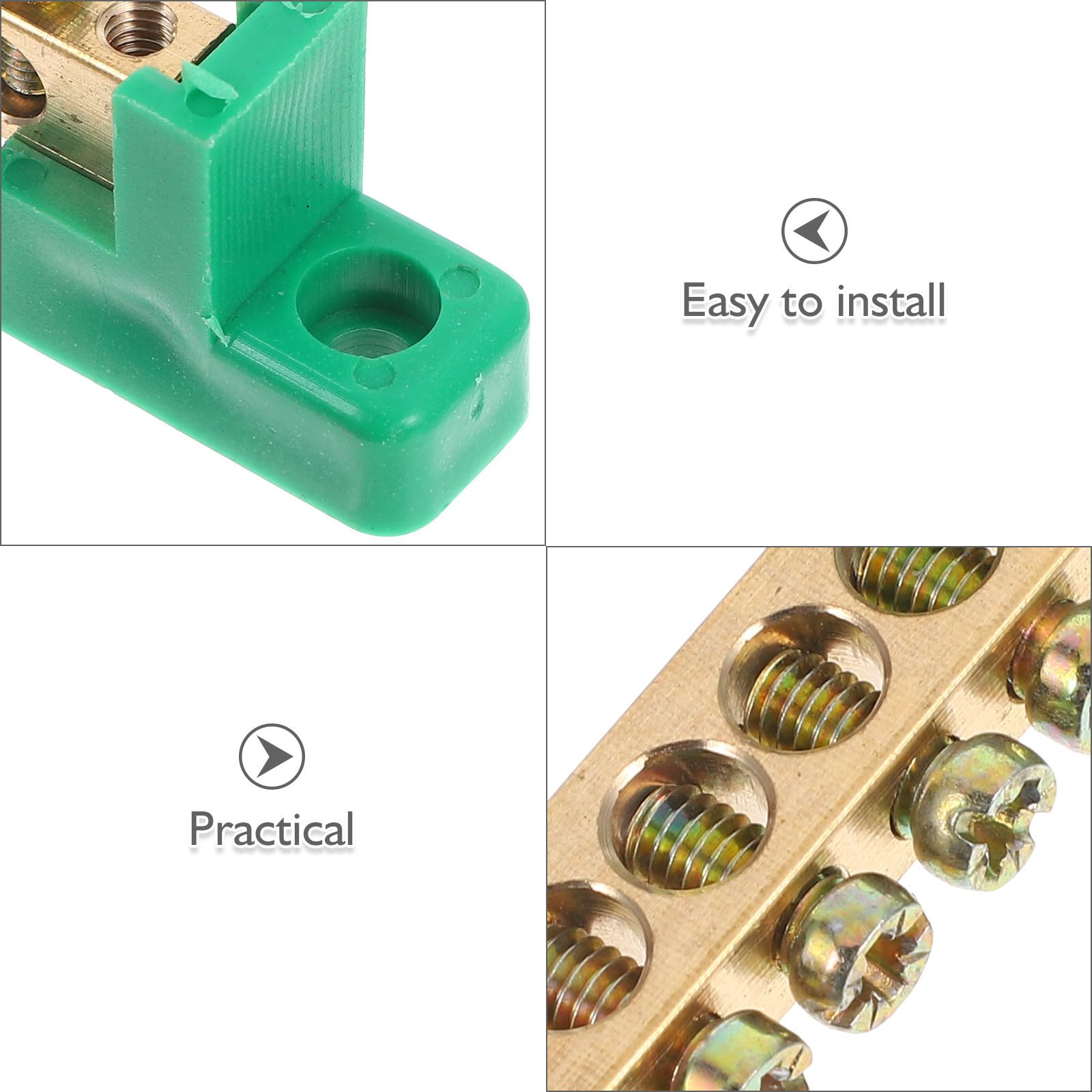 Barre de Terre Électrique 6 Positions 6X9 MM 4 Pièces Bornier Cuivre pour Tableau de Distribution Industrielle Connexion Rapide et Maintenance Simplifiée