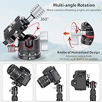Vista 3 de Koolehaoda Cabeza de trípode, mini cámara de cabeza esférica, cabeza panorámica de 360 ° con tornillo de 1/4 de pulgada, placa de liberación rápida