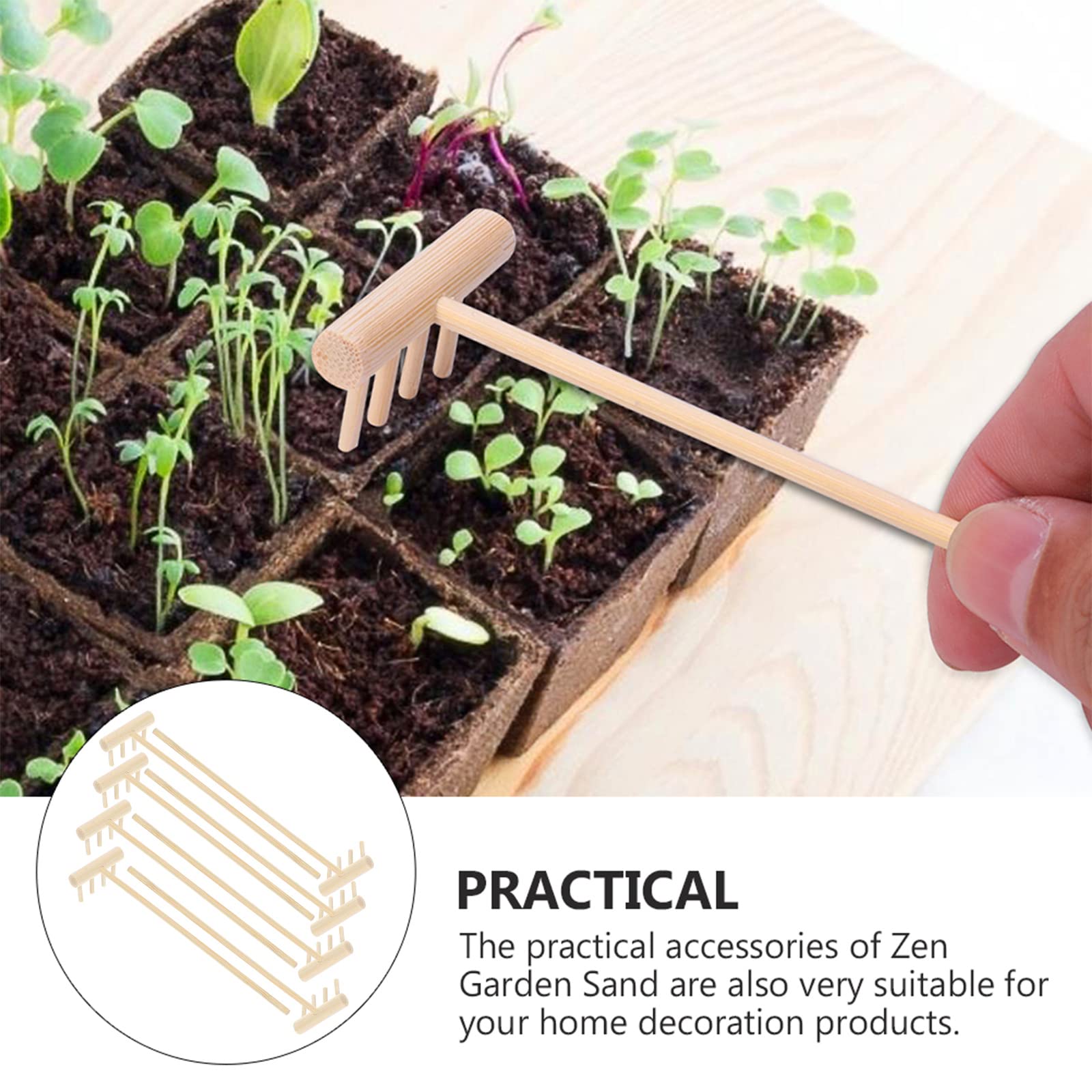 5 Pcs Mini Bamboo Rakes For Meditation Zen Garden - Feng Shui Decor, 14 X 3.5 Cm