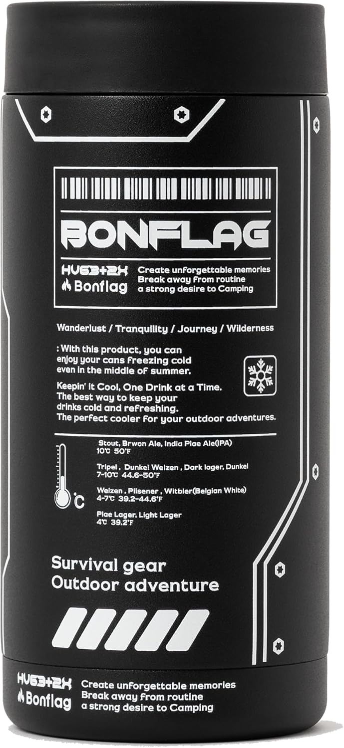 Tactical Can Cooler 12 oz & 16 oz Camping Beer Can Insulator Holder Chiller (16oz_Black)