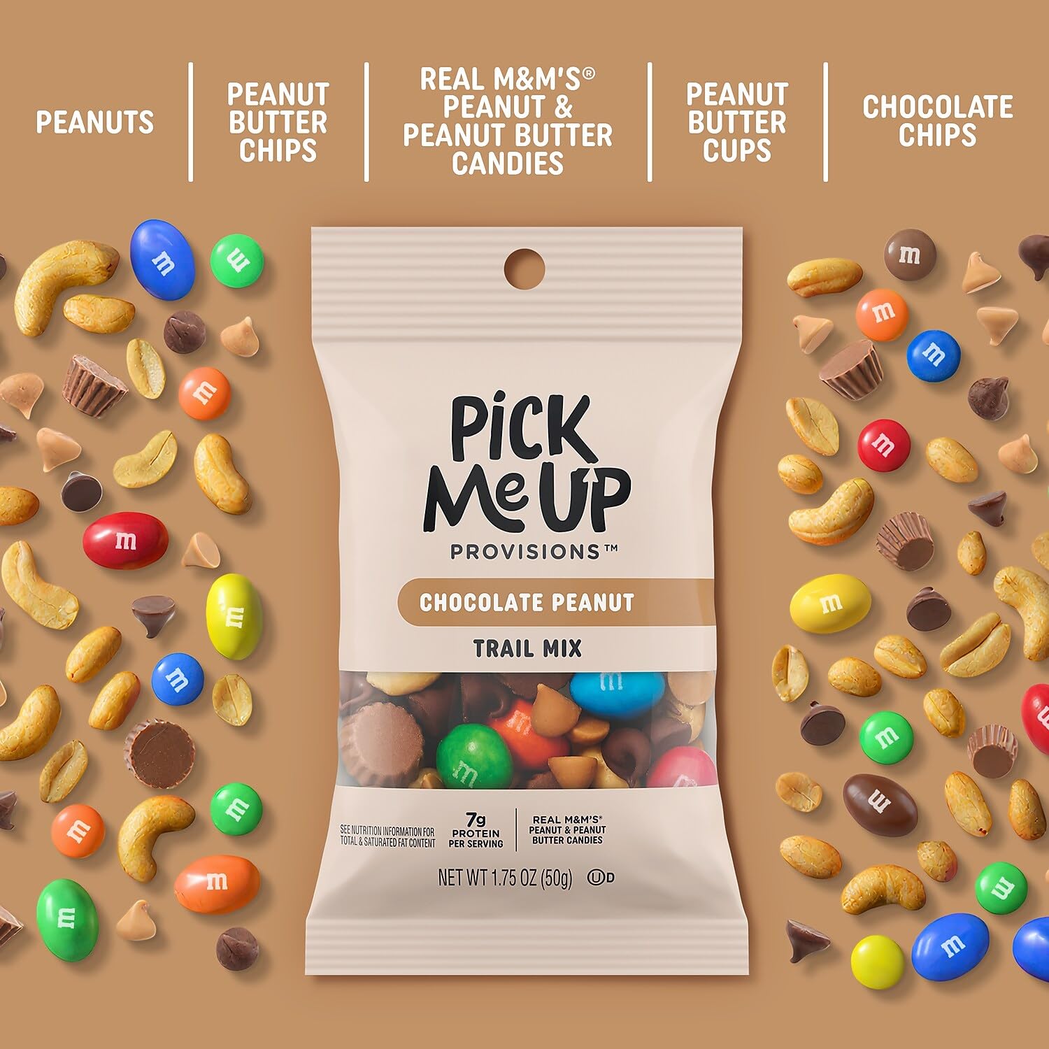Pick Me Up Provisions™ Chocolate Peanut Trail Mix, 1.75 oz., 48 Bags, 7g Protein, Kosher