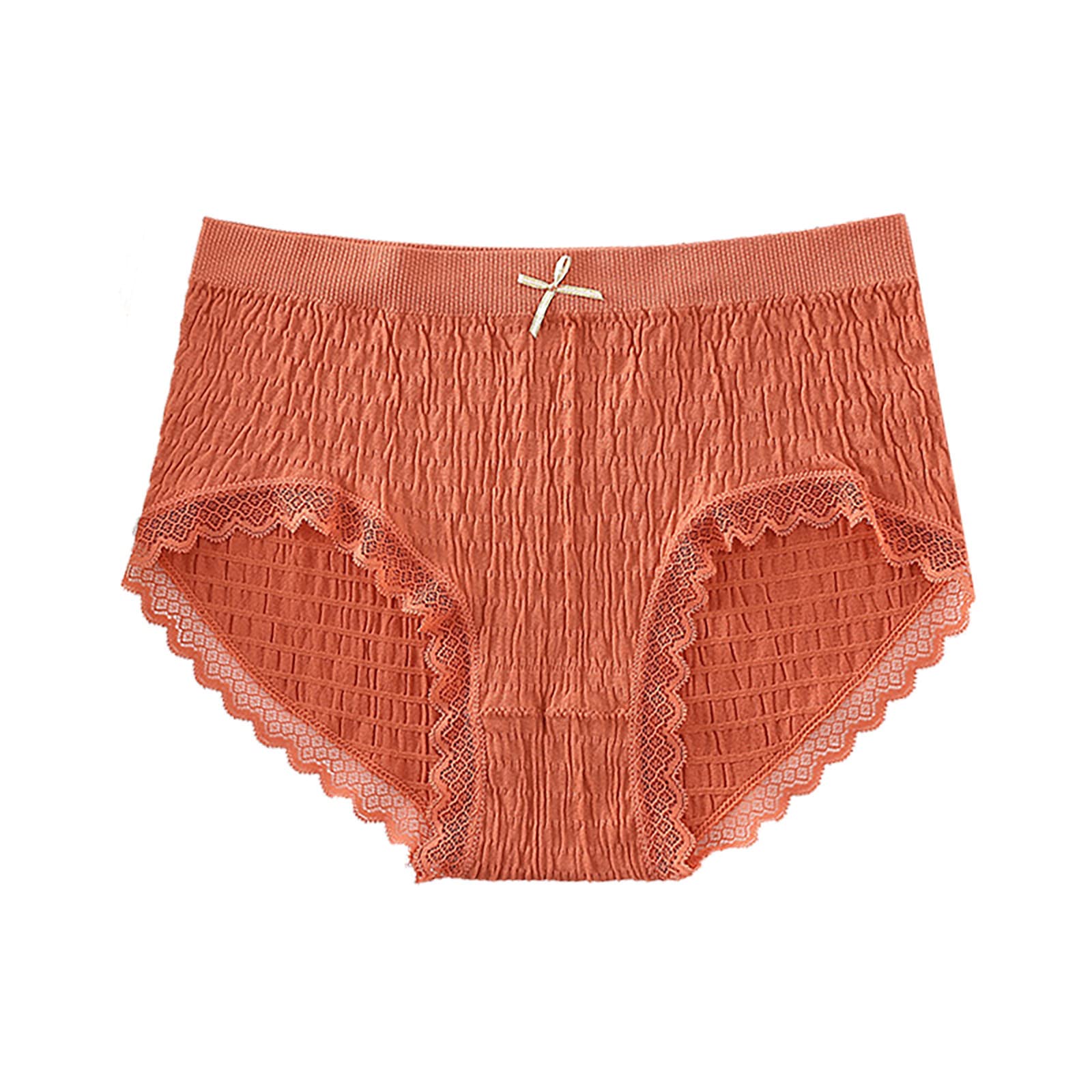 Panties For Women Lace Trim Mesh Underwear Solid Breathable Briefs Full Coverage With Bowknot