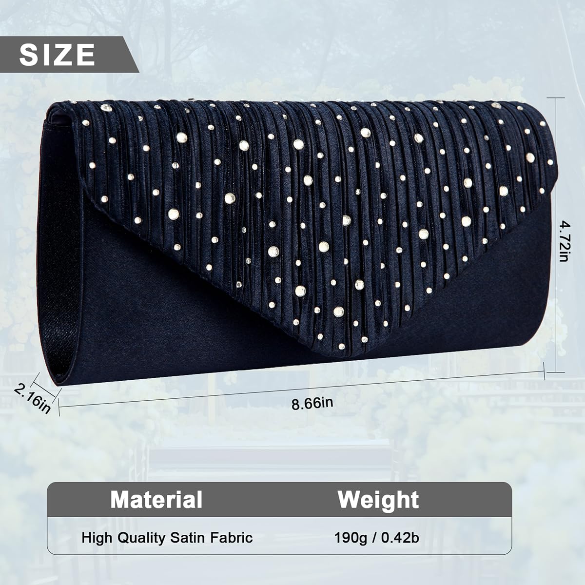 BBjinronjy Clutch Purses for Women Evening Bag Formal Rhinestone Handbags for Wedding Party Cocktail Prom Dinner: Navy