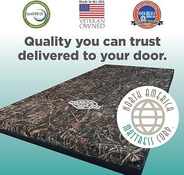 North American Mattress Trapper Bed 4 Luxury Hunter Camping Sleep Pad with Gel Memory Foam and TRUETIMBER Camo Cover