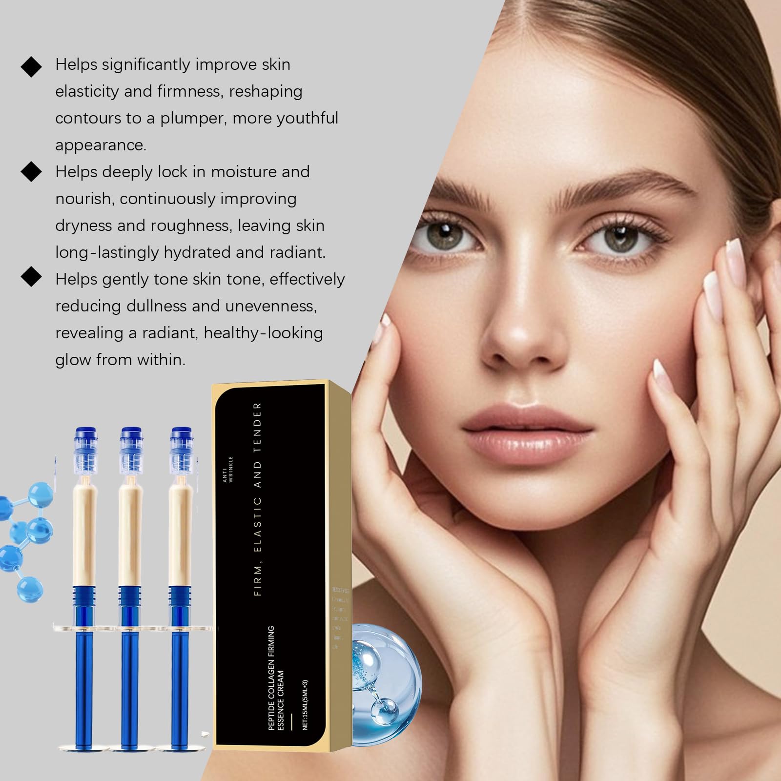 Esencia Antiarrugas Peptido, Sérum Facial De Colágeno Para Reafirmar Y Lifting, Crema Hidratante Hidratante Para Líneas Finas, Reduce Las Líneas Finas Y Arrugas Para Todo Tipo De Piel (6pcs)