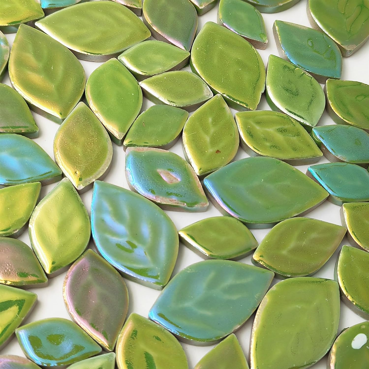 500g Random Iridescent Leaves Ceramics Mosaic Tiles,Making Creative 3 Size Ceramic Mosaic Pieces for DIY Craft,Flowerpots - Image 4