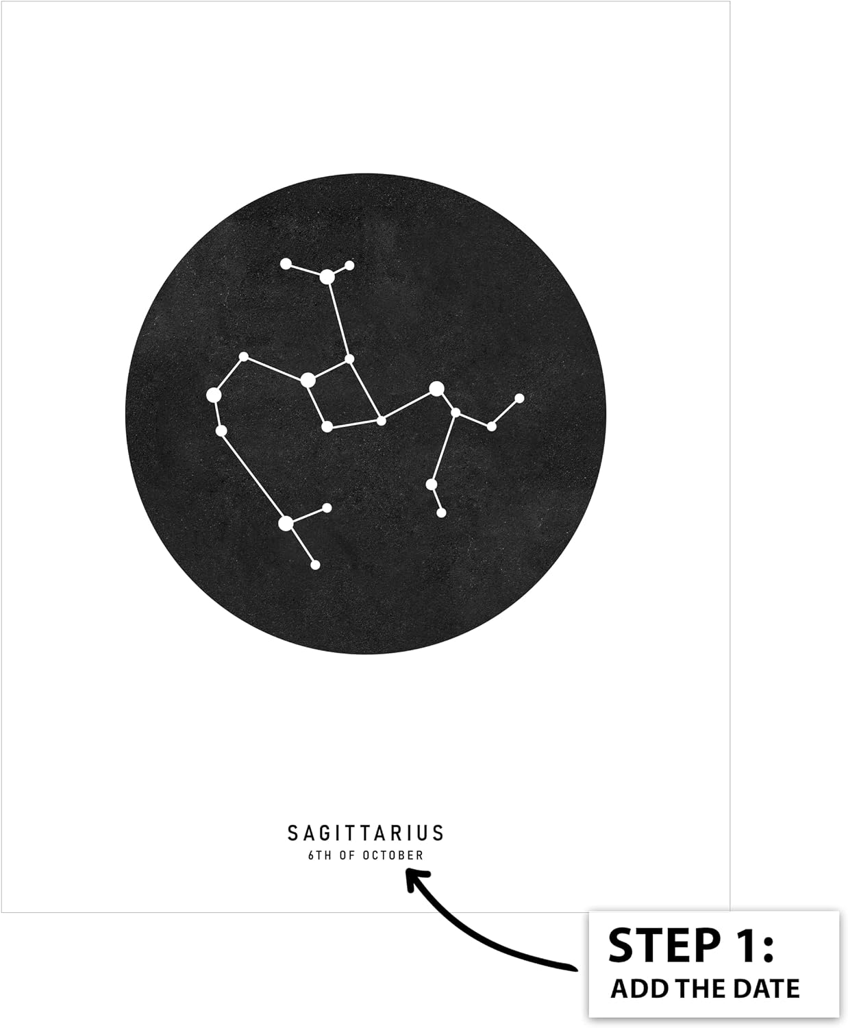 Poster Master Personalized Sagittarius Print, Customized Black Star Map Poster and Canvas, Zodiac Sign Art, Gift for Family, Loved Ones, Friends, Available in 8x10 to 30x40