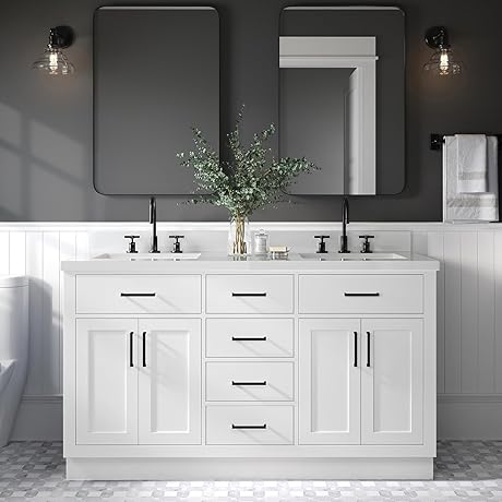 ARIEL 61” Double Bathroom Vanity with Quartz Top