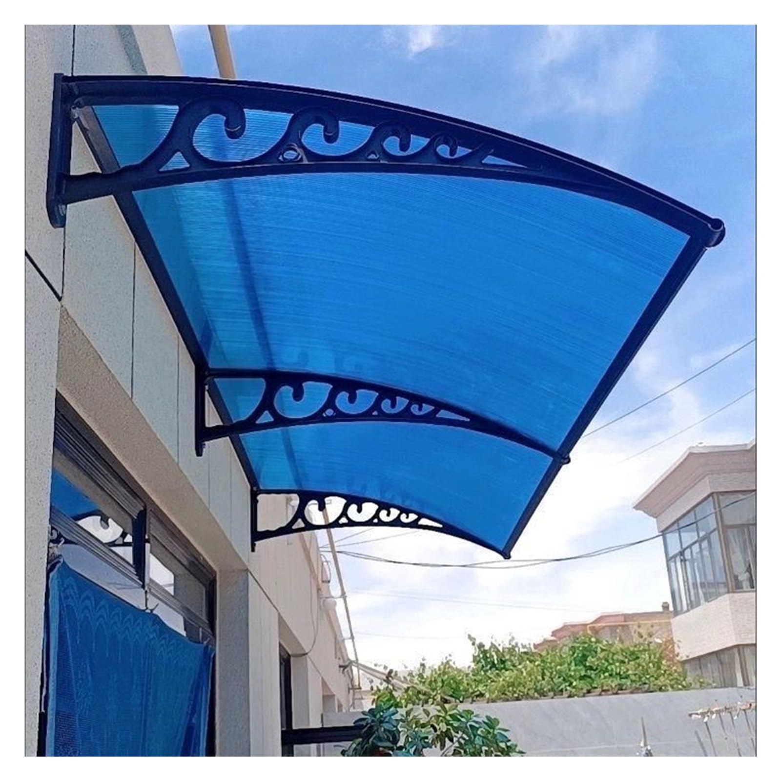 SHAARI Marquesina Puerta Soporte de aleación de Aluminio Policarbonato Placa de Cubierta, Fácil de Instalar, Protección contra los Rayos UV,(Black,80x100cm)