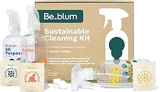 Be.blum Eco-friendly Cleaning Kit (3 Reusable Spray Bottles + 3 Tablets) All Purpose, Bathroom, Window and Glass Cleaner, ...