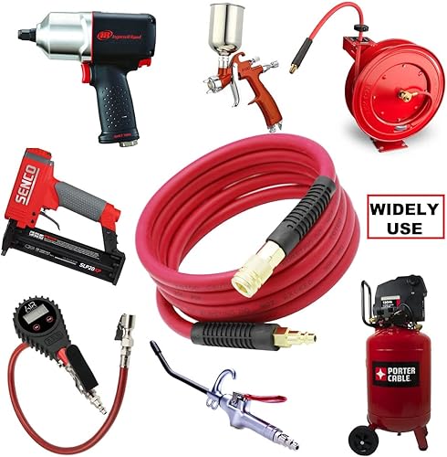 Miniatura 6 de YOTOO Manguera de aire híbrida de plomo de 38 pulgadas por 10 pies, 300 PSI resistente, ligera, resistente a las torceduras, flexibilidad para todo