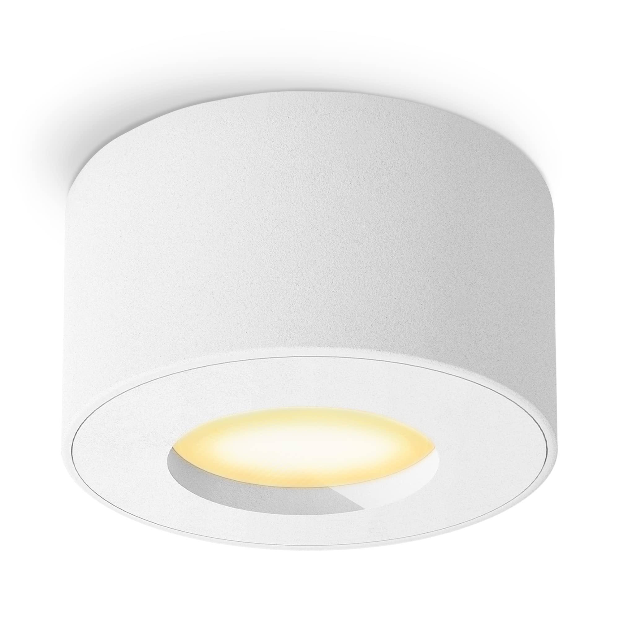 SSC-LUXon CELI-1 Aufbauspot 6er Set weiß IP44 GU10 warmweiß Bad & Außen | Sechs flache Deckenspots weiß IP44 - warmweiß, für Bad, Keller & überdacht außen, spritzwassergeschützt, inkl. GU10 LED