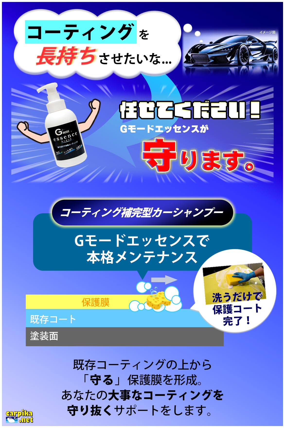 カーピカネット Gモード 詰め替え 4000ml カーシャンプー カー