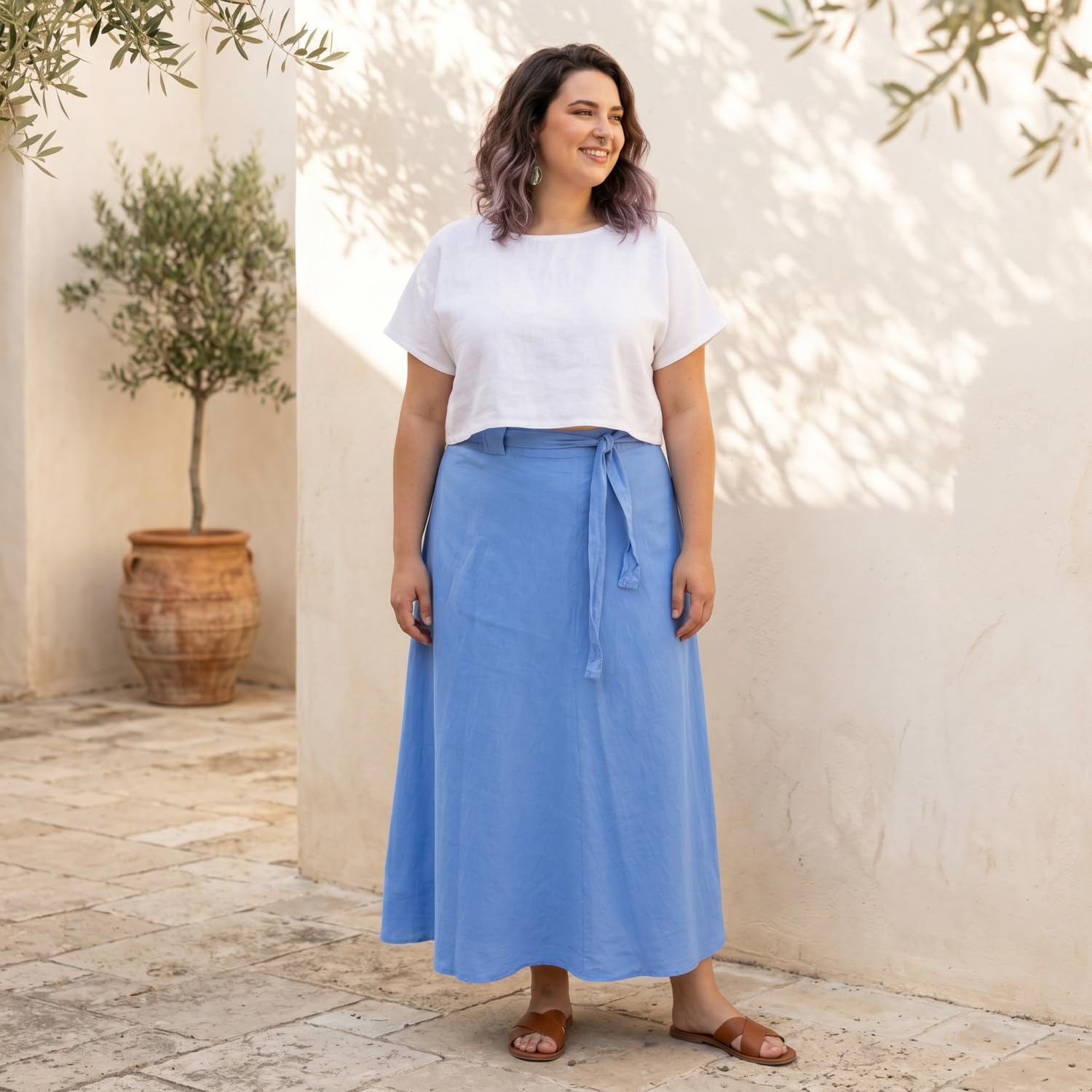 Weit schwingender Wickelrock, Maxirock, Boho Baumwoll-Sommerrock, korallrot | Luftig, 100% Baumwolle, flexible Passform, eleganter Look, vielseitig kombinierbar, ideal für Sommer, Damen