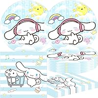 Vista 1 de Paquete de 40 suministros de fiesta de Cinnamorolls 20 platos, 20 servilletas para decoración de fiesta de cumpleaños de Cinnamorolls