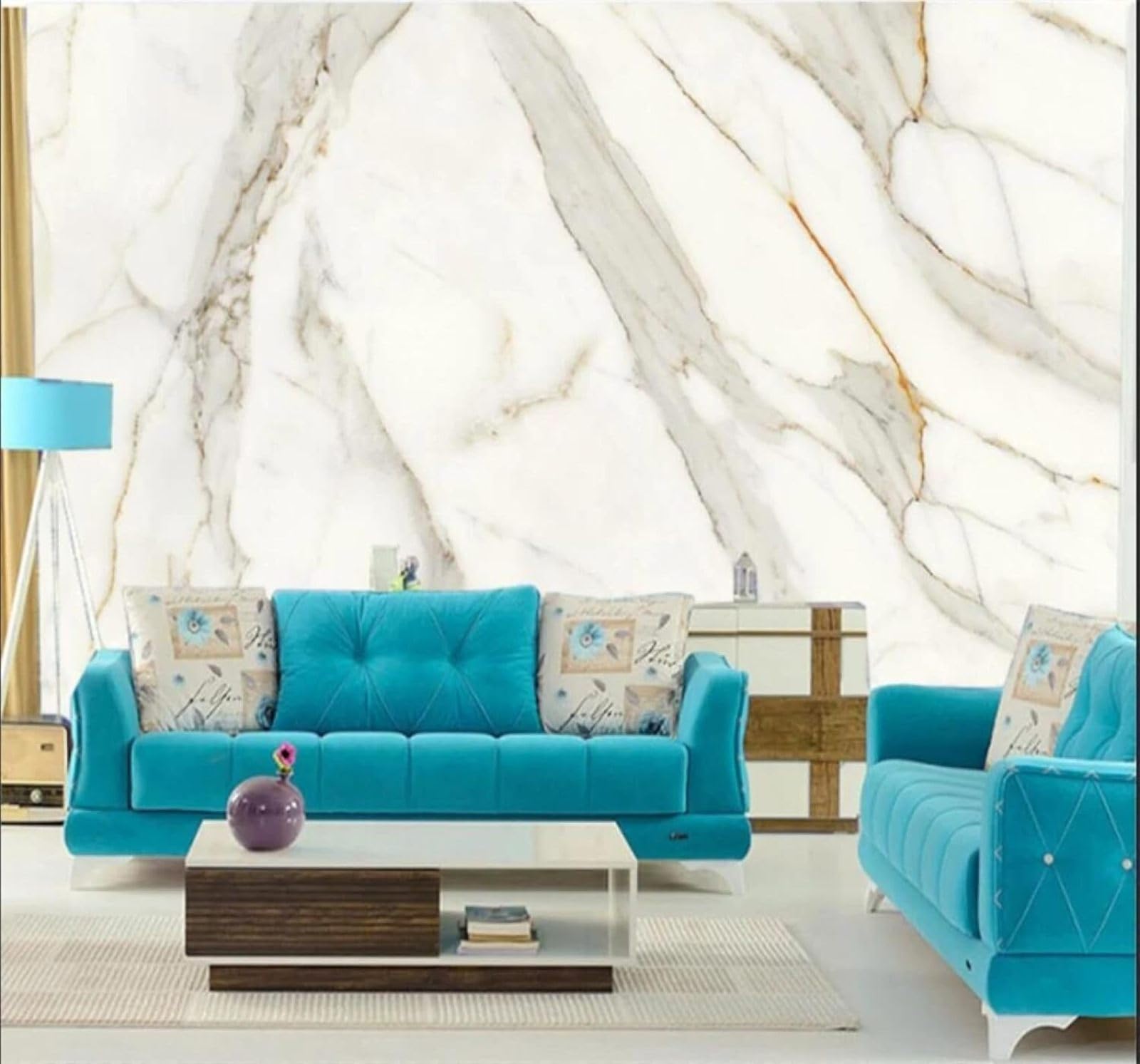 Tzxztt Abstract Minimalist White Marble Effect Texture Modern 3D Wallpaper Premium Textured Silk Neutral Tones Material Ideal for Living Room Bedroom-430cm×300cm